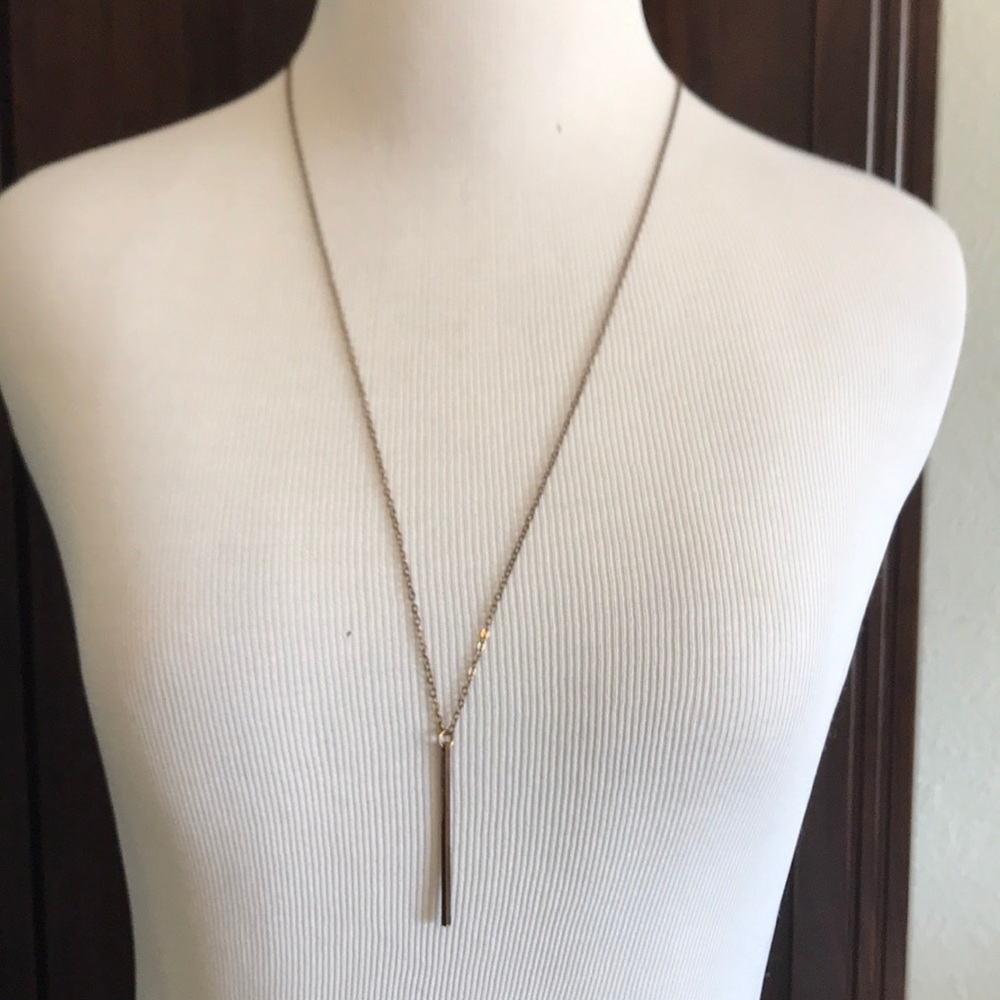 Minimalist, long bronze necklace